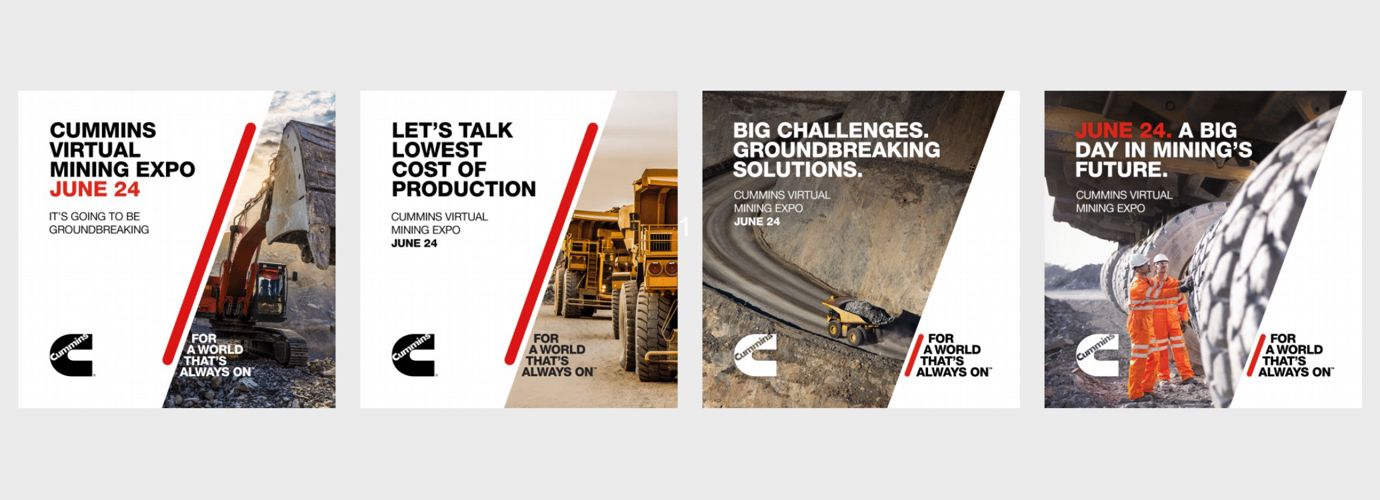 Image of four example trade advertisements for Cummins.